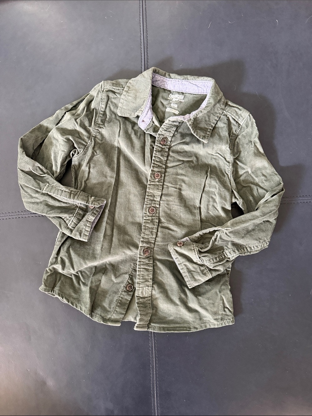 Children's Olive Green Button-Front Jacket - Casual Parka Style